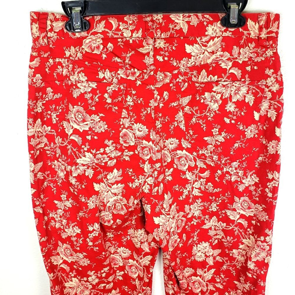 Women's Lauren Ralph Lauren Green Label Red White Floral Spring Pants Size 14 - Picture 5 of 10